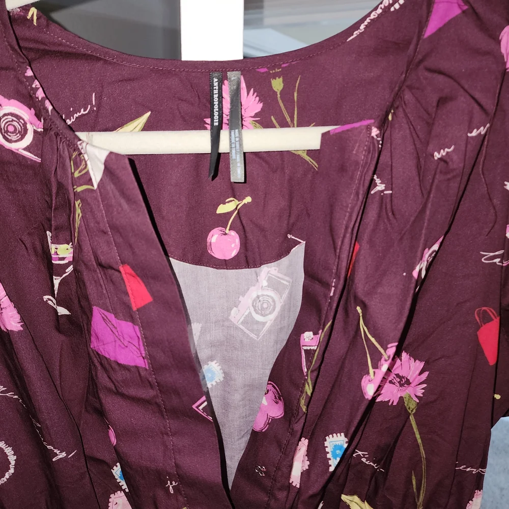 Chic Burgundy Patterned Dress - Picture 5 of 14